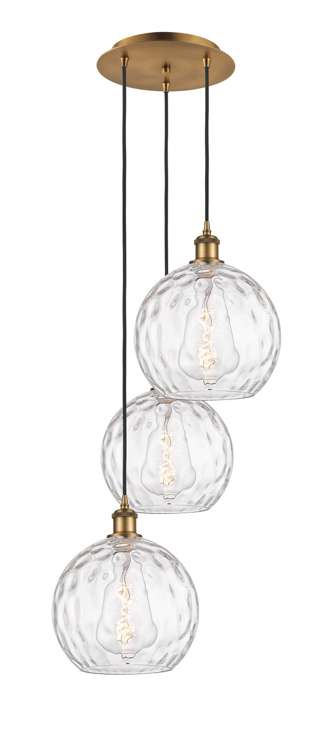 Three Light Pendant by Innovations - Ballston Collection, Brushed Brass Finish - 113B-3P-BB-G1215-10