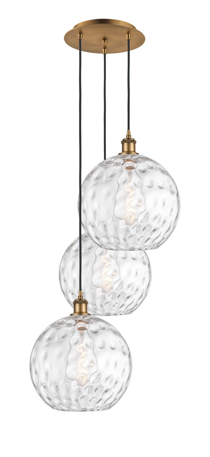 Three Light Pendant by Innovations - Ballston Collection, Brushed Brass Finish - 113B-3P-BB-G1215-12