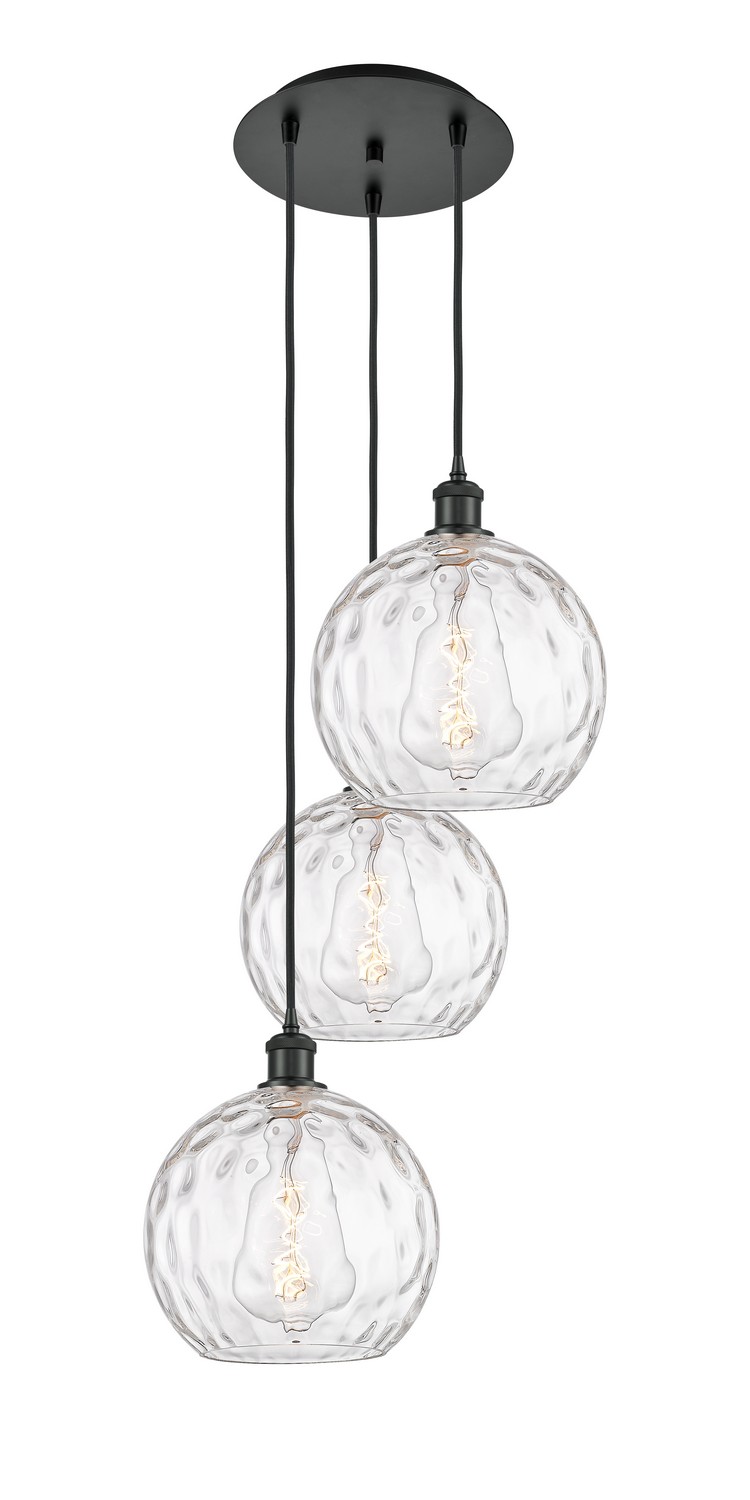 Three Light Pendant by Innovations - Ballston Collection, Matte Black Finish - 113B-3P-BK-G1215-10