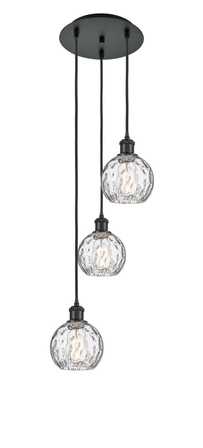 Three Light Pendant by Innovations - Ballston Collection, Matte Black Finish - 113B-3P-BK-G1215-6