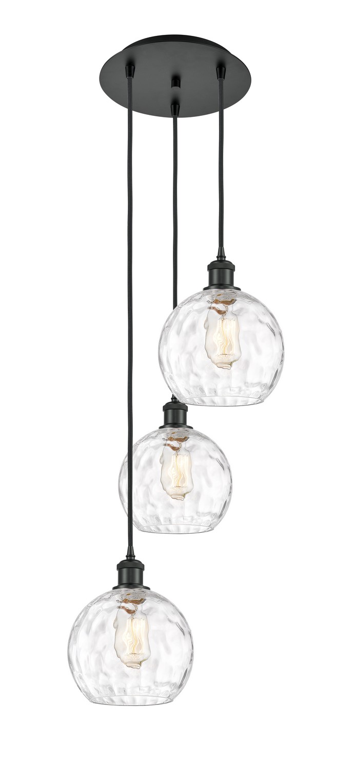 Three Light Pendant by Innovations - Ballston Collection, Matte Black Finish - 113B-3P-BK-G1215-8