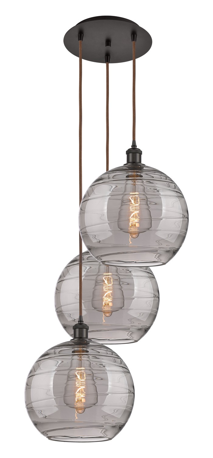 Three Light Pendant by Innovations - Ballston Collection, Oil Rubbed Bronze Finish - 113B-3P-OB-G1213-12SM
