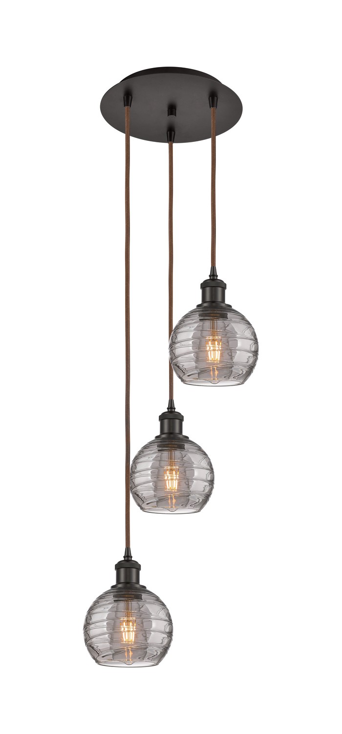Three Light Pendant by Innovations - Ballston Collection, Oil Rubbed Bronze Finish - 113B-3P-OB-G1213-6SM