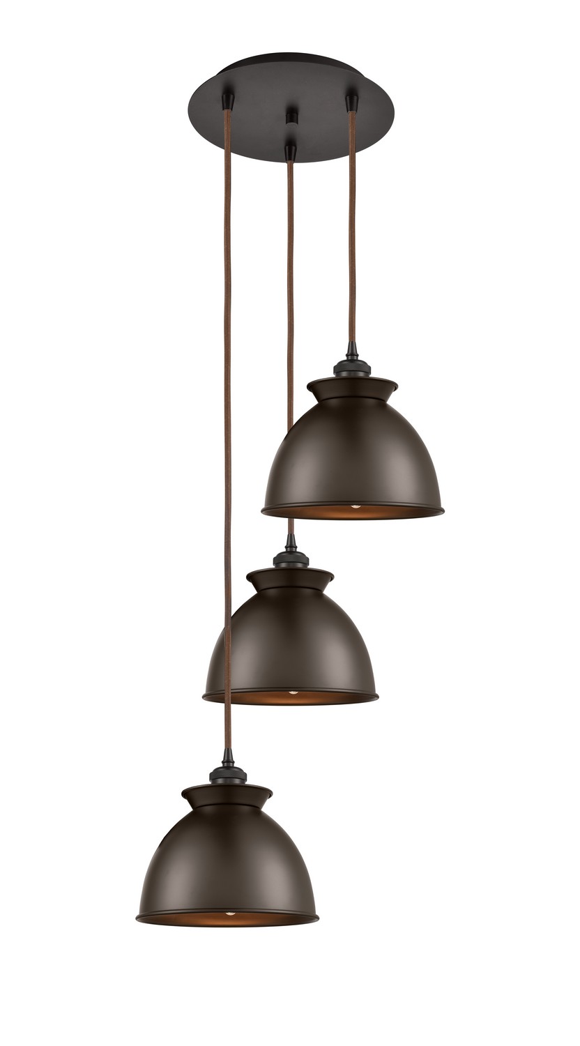 Three Light Pendant by Innovations - Ballston Collection, Oil Rubbed Bronze Finish - 113B-3P-OB-M14-OB