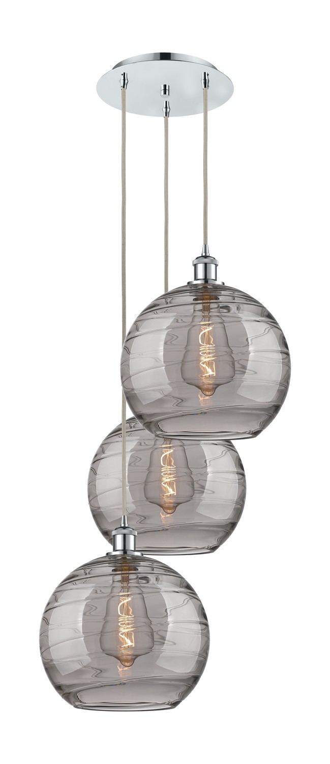 Three Light Pendant by Innovations - Ballston Collection, Polished Chrome Finish - 113B-3P-PC-G1213-12SM