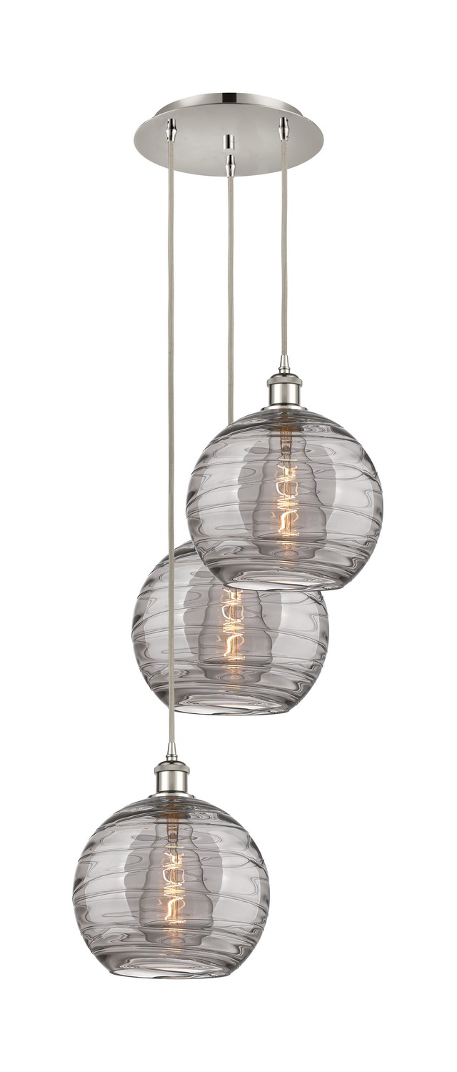 Three Light Pendant by Innovations - Ballston Collection, Polished Nickel Finish - 113B-3P-PN-G1213-10SM