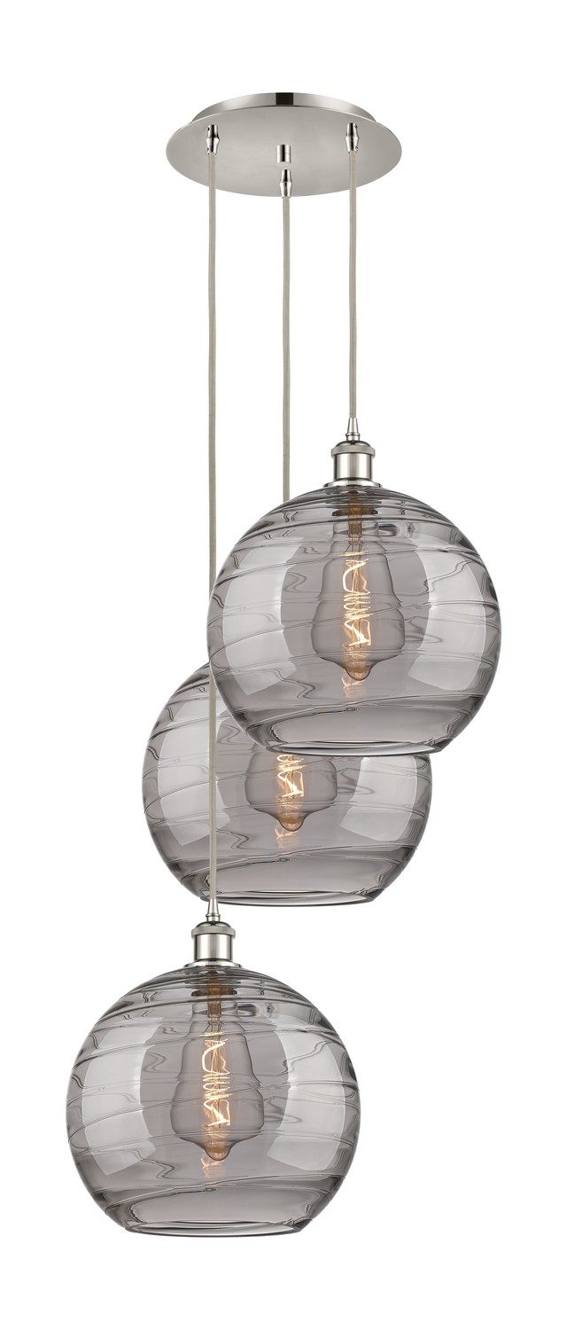 Three Light Pendant by Innovations - Ballston Collection, Polished Nickel Finish - 113B-3P-PN-G1213-12SM