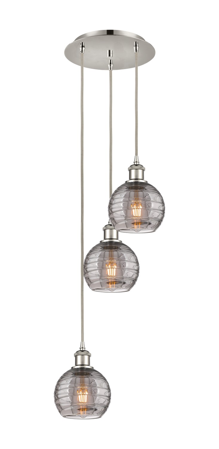 Three Light Pendant by Innovations - Ballston Collection, Polished Nickel Finish - 113B-3P-PN-G1213-6SM