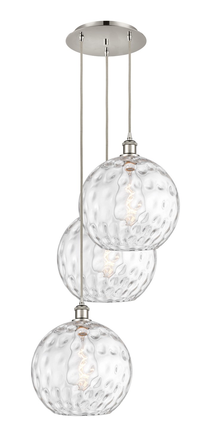 Three Light Pendant by Innovations - Ballston Collection, Polished Nickel Finish - 113B-3P-PN-G1215-12