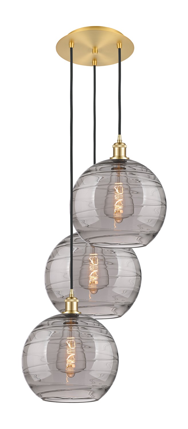 Three Light Pendant by Innovations - Ballston Collection, Satin Gold Finish - 113B-3P-SG-G1213-12SM