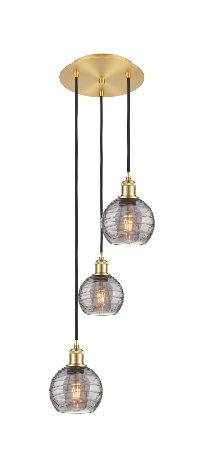 Three Light Pendant by Innovations - Ballston Collection, Satin Gold Finish - 113B-3P-SG-G1213-6SM