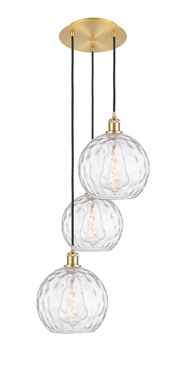 Three Light Pendant by Innovations - Ballston Collection, Satin Gold Finish - 113B-3P-SG-G1215-10