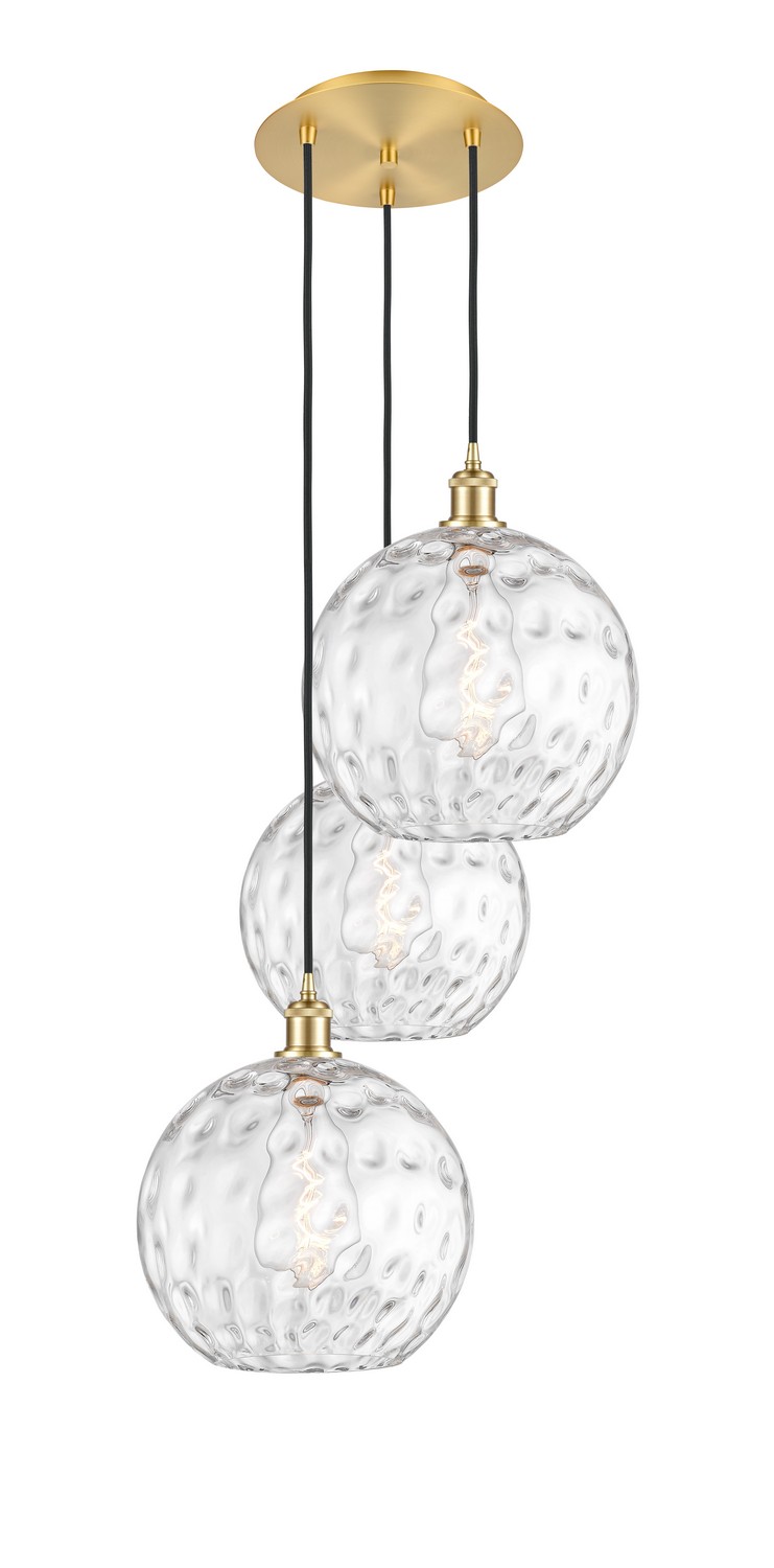 Three Light Pendant by Innovations - Ballston Collection, Satin Gold Finish - 113B-3P-SG-G1215-12