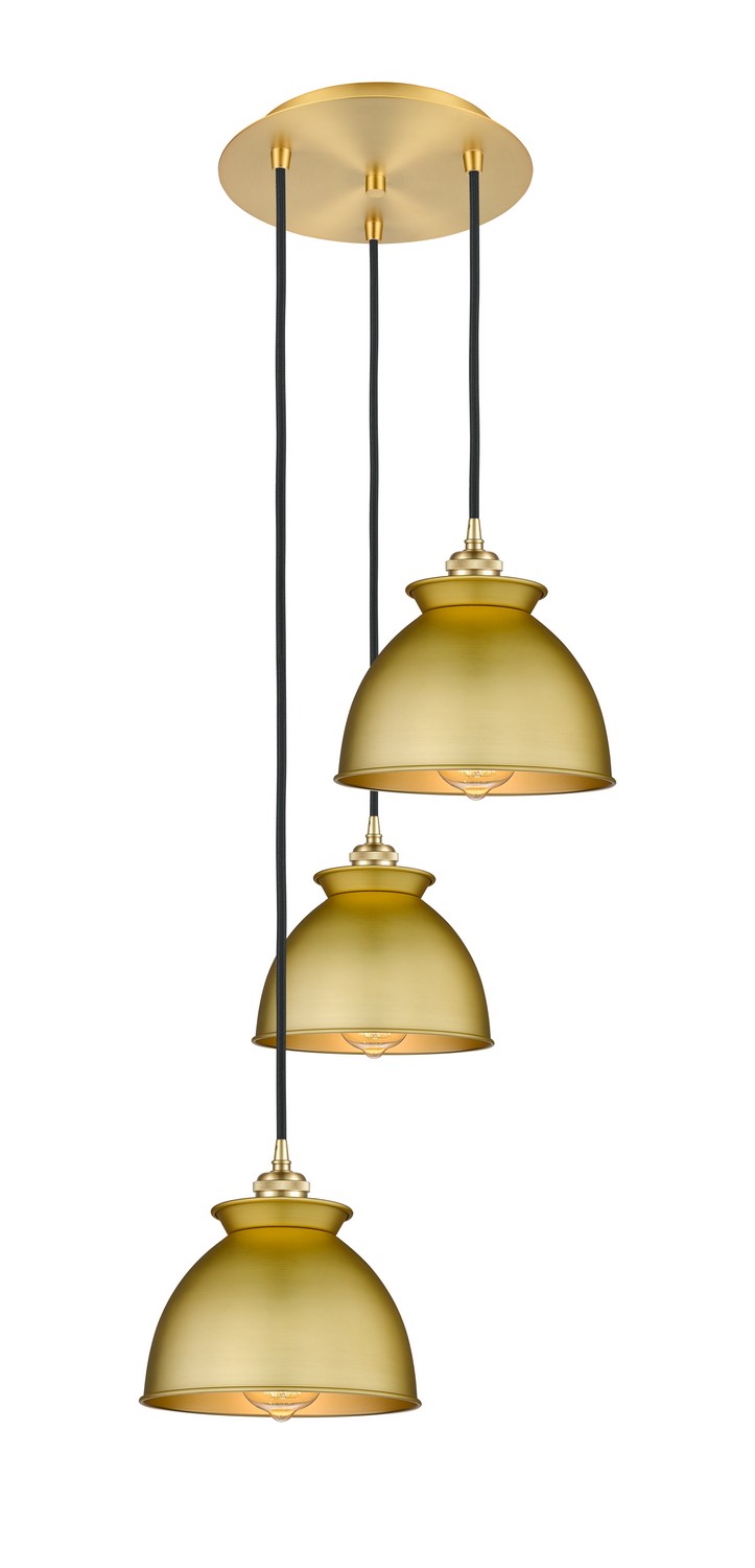 Three Light Pendant by Innovations - Ballston Collection, Satin Gold Finish - 113B-3P-SG-M14-SG