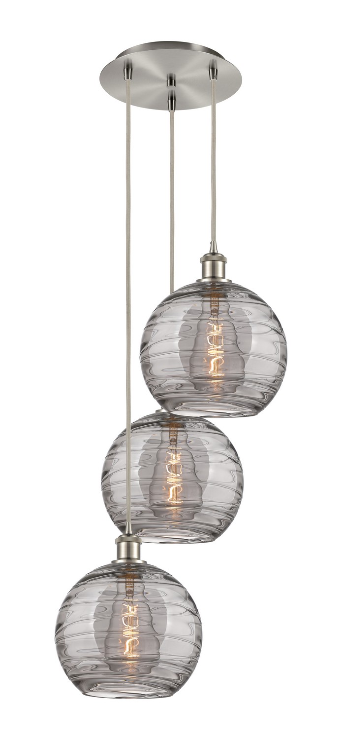 Three Light Pendant by Innovations - Ballston Collection, Brushed Satin Nickel Finish - 113B-3P-SN-G1213-10SM