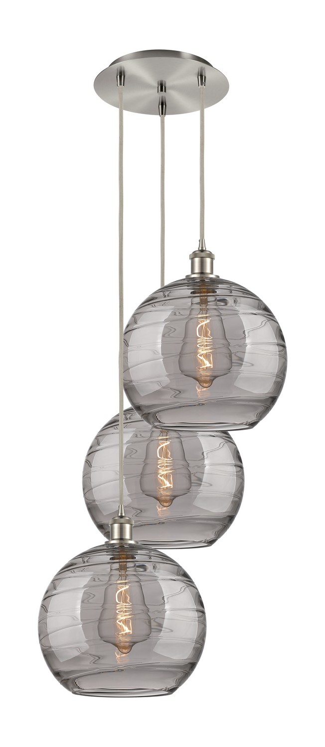 Three Light Pendant by Innovations - Ballston Collection, Brushed Satin Nickel Finish - 113B-3P-SN-G1213-12SM