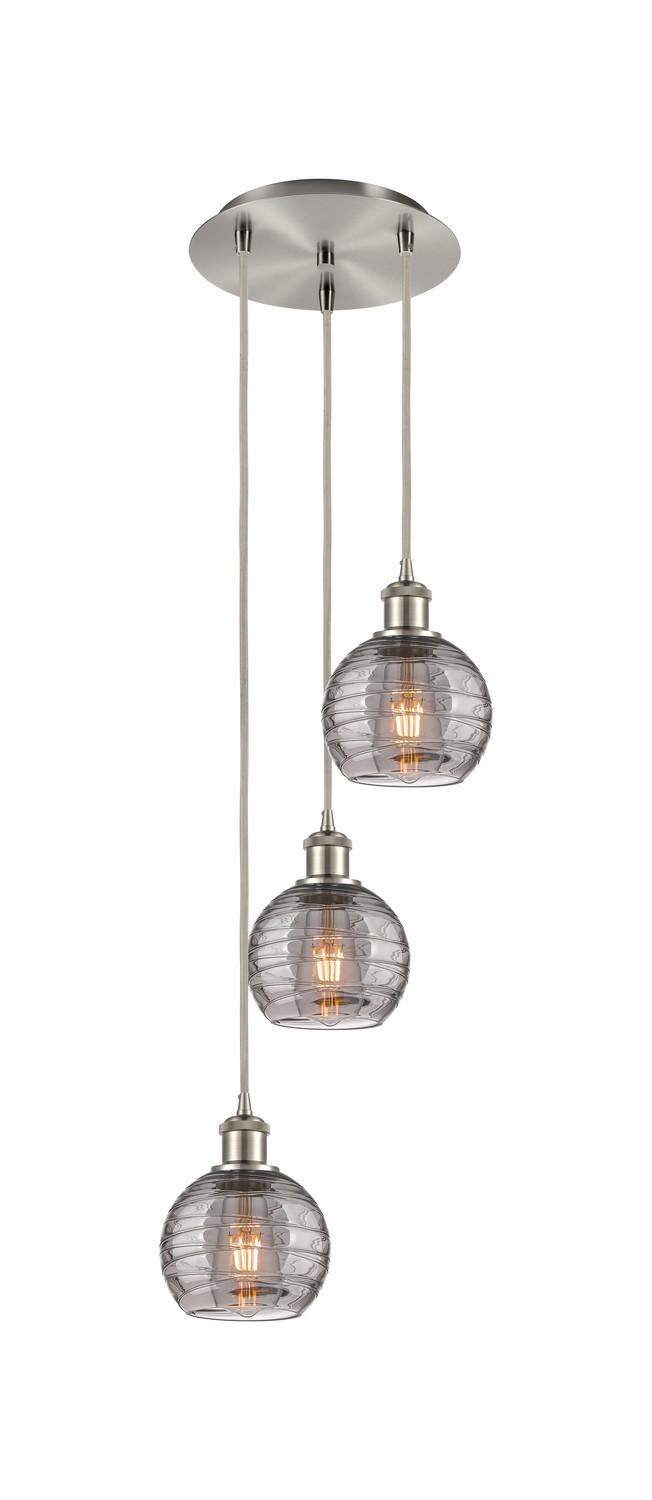 Three Light Pendant by Innovations - Ballston Collection, Brushed Satin Nickel Finish - 113B-3P-SN-G1213-6SM