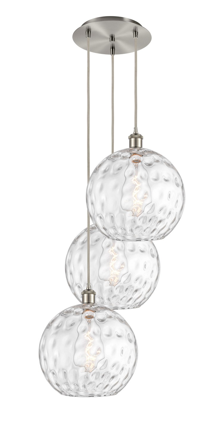 Three Light Pendant by Innovations - Ballston Collection, Brushed Satin Nickel Finish - 113B-3P-SN-G1215-12
