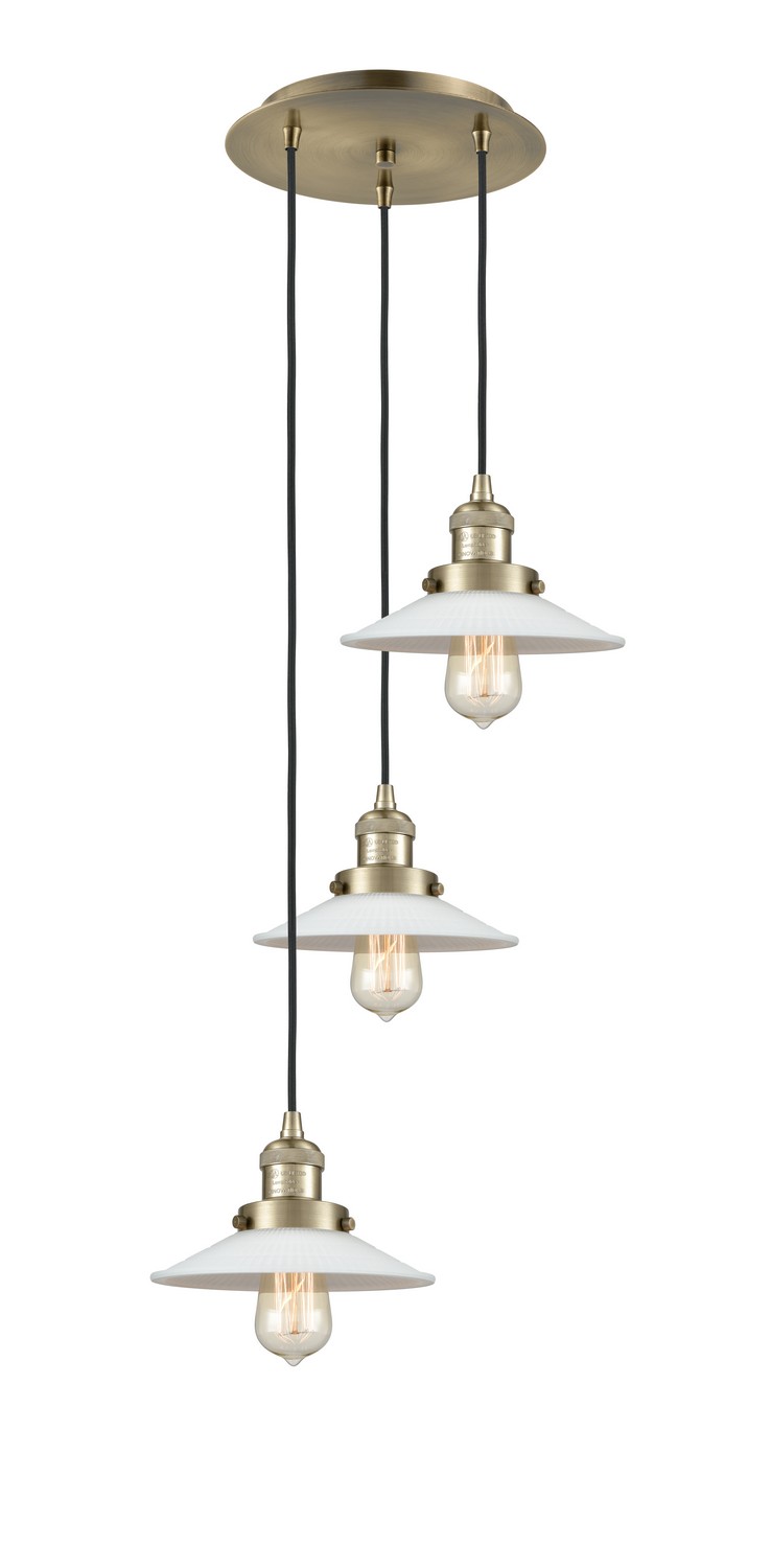Three Light Pendant by Innovations - Franklin Restoration Collection, Antique Brass Finish - 113F-3P-AB-G1