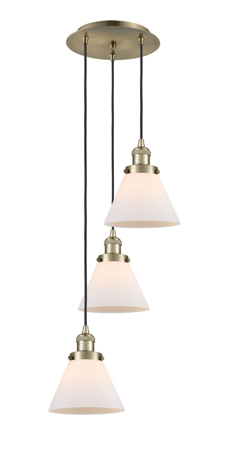Three Light Pendant by Innovations - Franklin Restoration Collection, Antique Brass Finish - 113F-3P-AB-G41