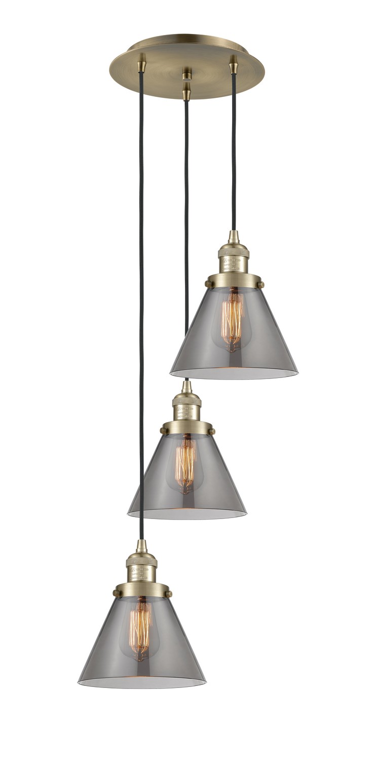 Three Light Pendant by Innovations - Franklin Restoration Collection, Antique Brass Finish - 113F-3P-AB-G43