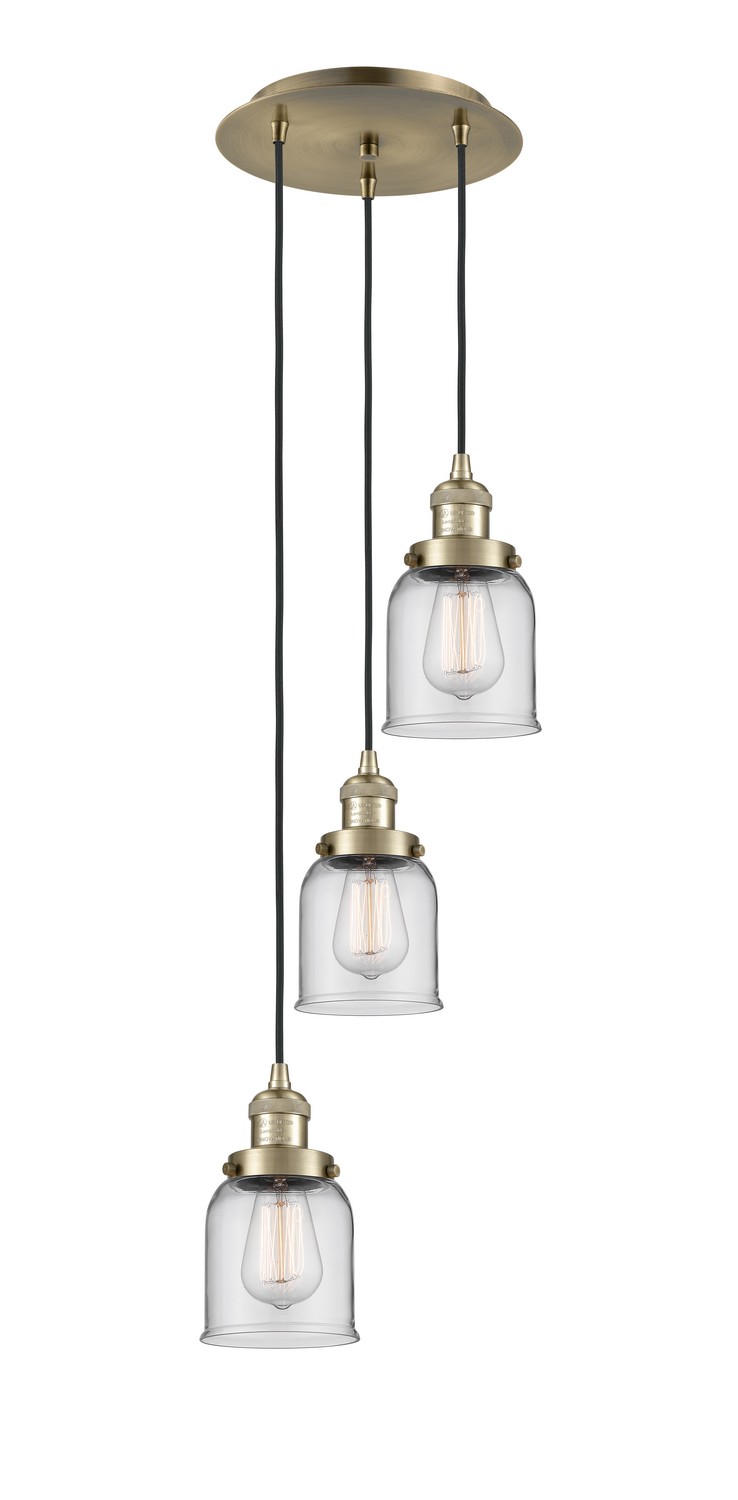 Three Light Pendant by Innovations - Franklin Restoration Collection, Antique Brass Finish - 113F-3P-AB-G52