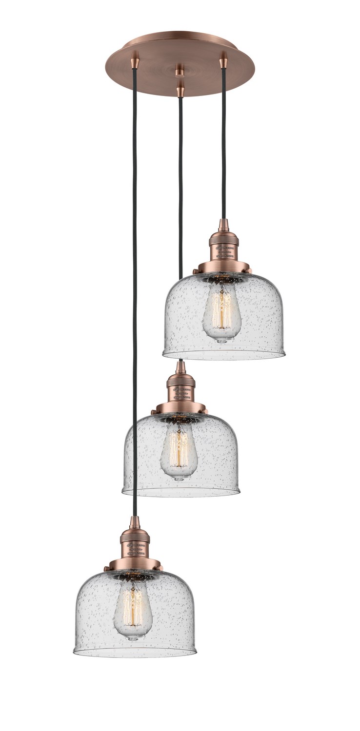 Three Light Pendant by Innovations - Franklin Restoration Collection, Antique Copper Finish - 113F-3P-AC-G74