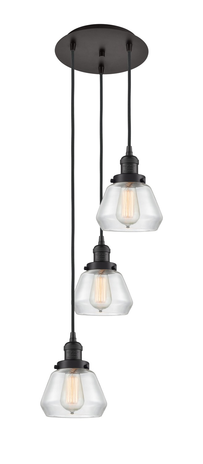 Three Light Pendant by Innovations - Franklin Restoration Collection, Oil Rubbed Bronze Finish - 113F-3P-OB-G172