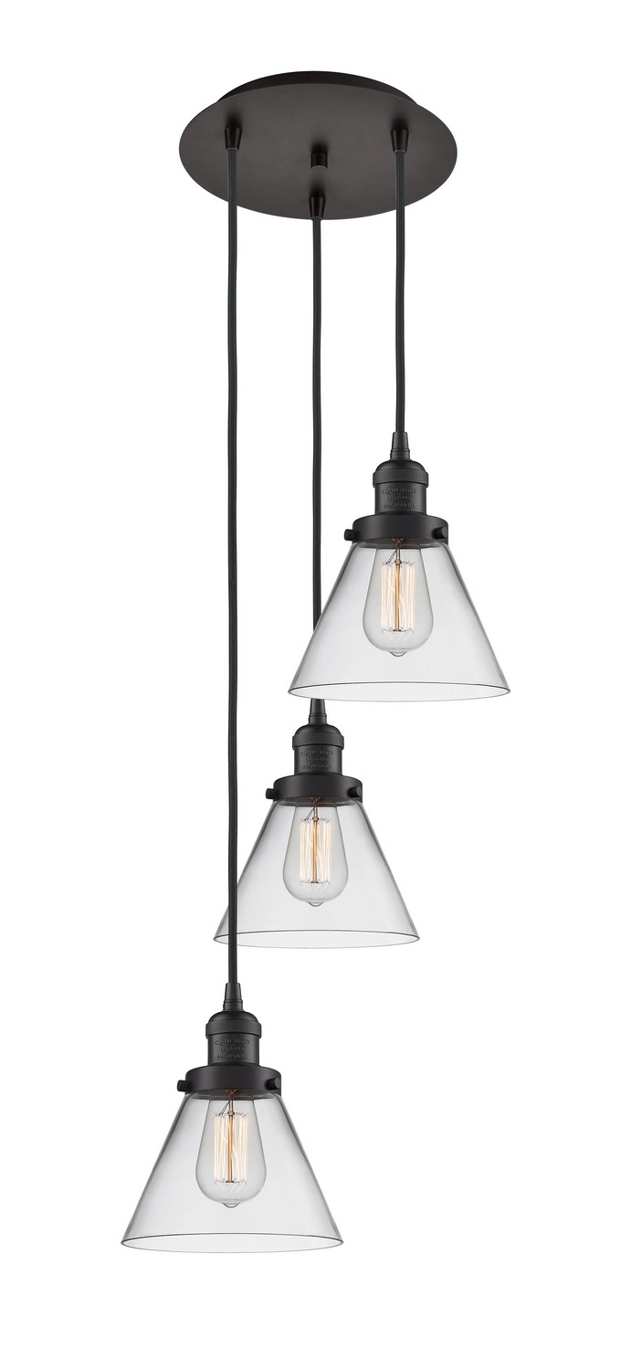 Three Light Pendant by Innovations - Franklin Restoration Collection, Oil Rubbed Bronze Finish - 113F-3P-OB-G42