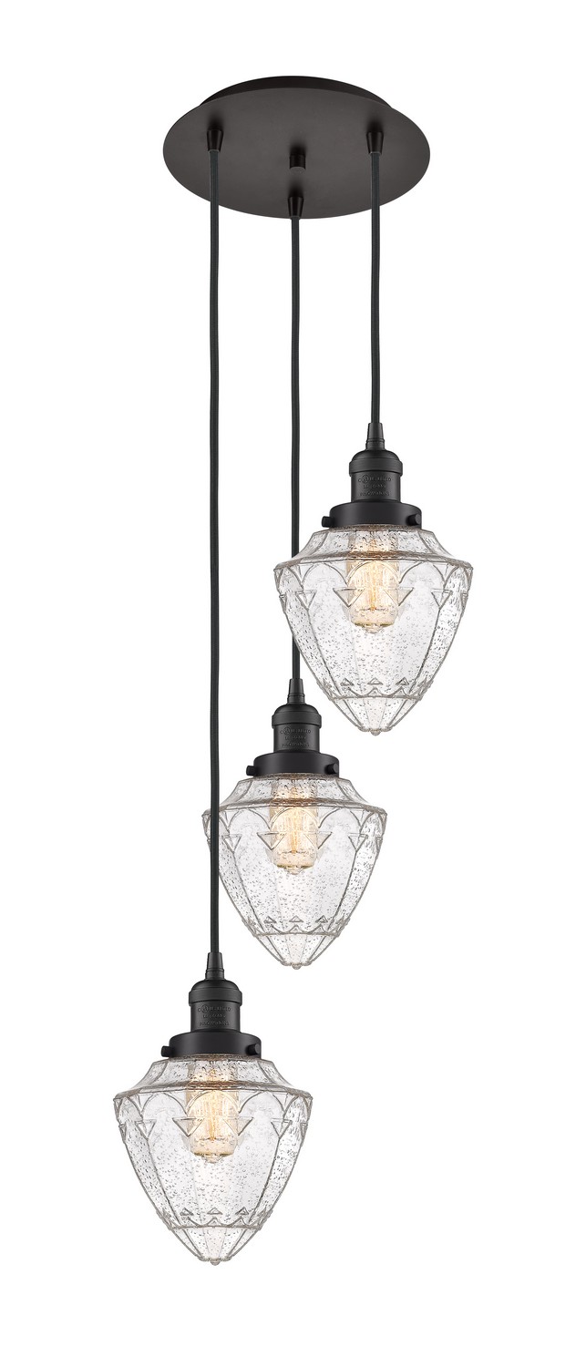 Three Light Pendant by Innovations - Franklin Restoration Collection, Oil Rubbed Bronze Finish - 113F-3P-OB-G664-7