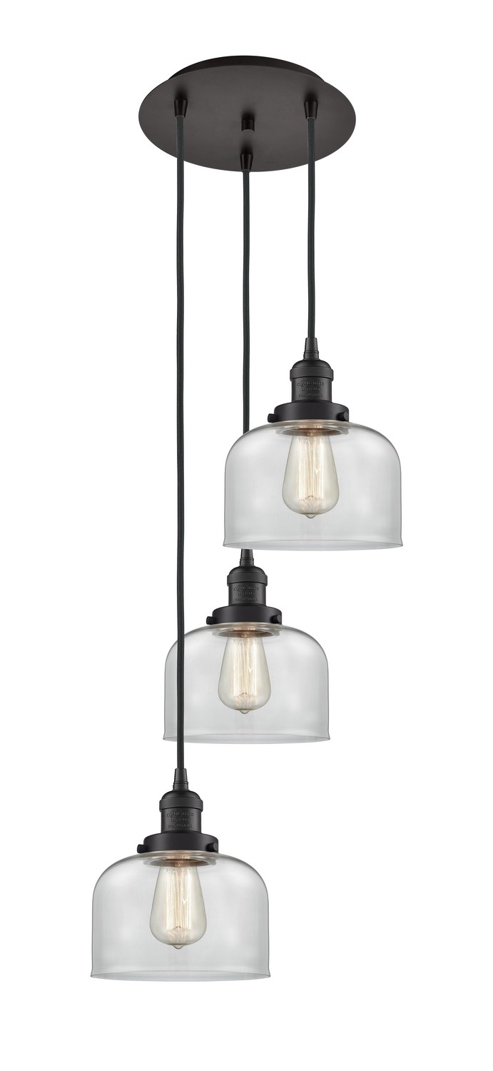Three Light Pendant by Innovations - Franklin Restoration Collection, Oil Rubbed Bronze Finish - 113F-3P-OB-G72