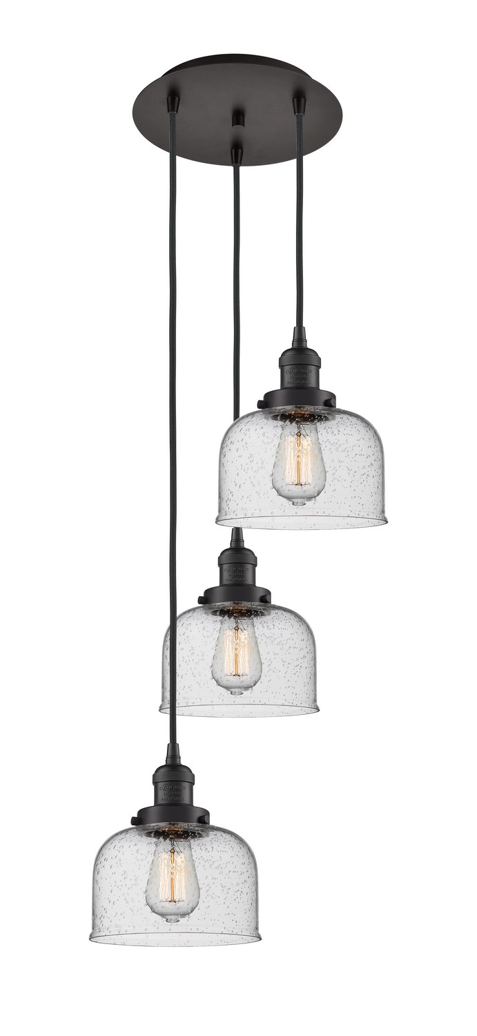 Three Light Pendant by Innovations - Franklin Restoration Collection, Oil Rubbed Bronze Finish - 113F-3P-OB-G74