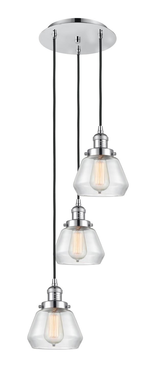 Three Light Pendant by Innovations - Franklin Restoration Collection, Polished Chrome Finish - 113F-3P-PC-G172