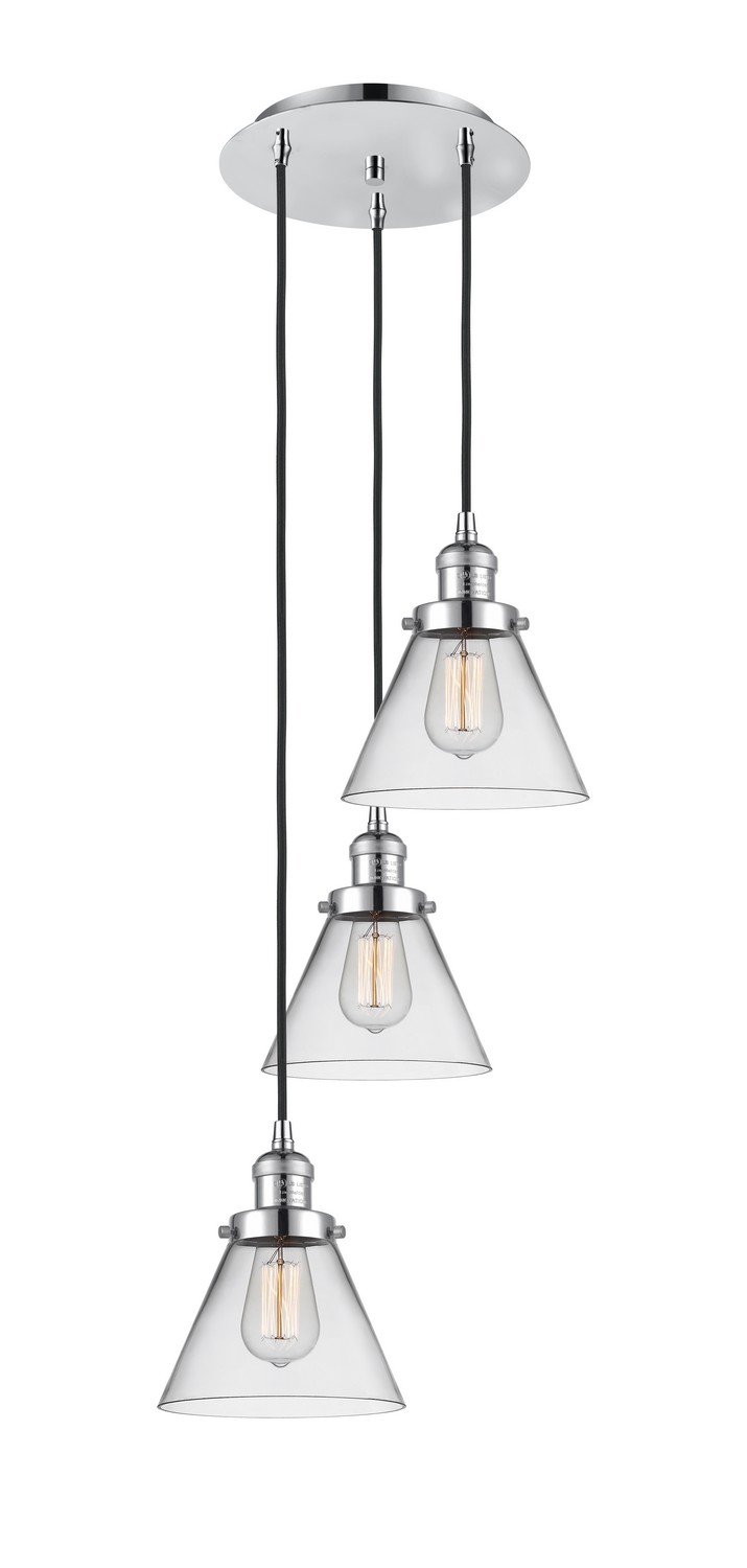 Three Light Pendant by Innovations - Franklin Restoration Collection, Polished Chrome Finish - 113F-3P-PC-G42