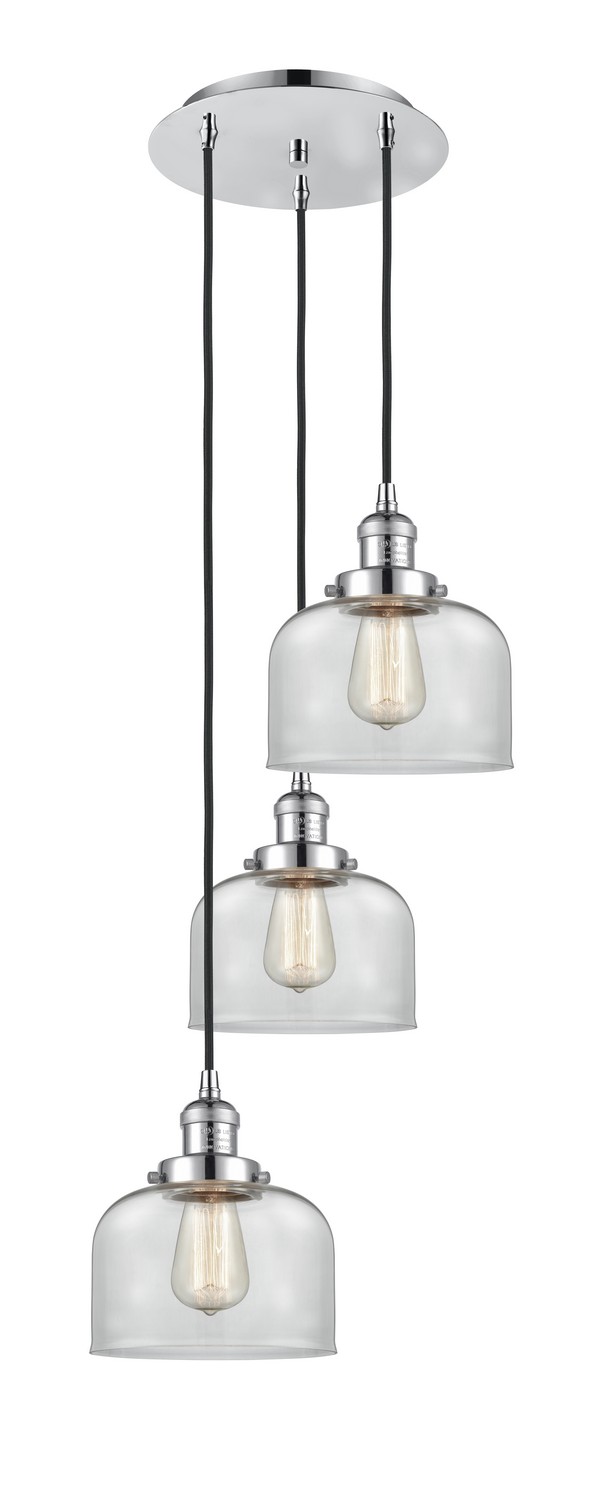 Three Light Pendant by Innovations - Franklin Restoration Collection, Polished Chrome Finish - 113F-3P-PC-G72