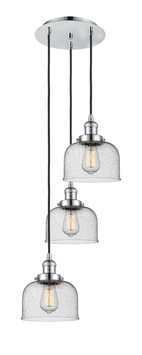 Three Light Pendant by Innovations - Franklin Restoration Collection, Polished Chrome Finish - 113F-3P-PC-G74