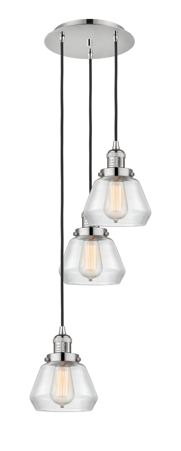 Three Light Pendant by Innovations - Franklin Restoration Collection, Polished Nickel Finish - 113F-3P-PN-G172