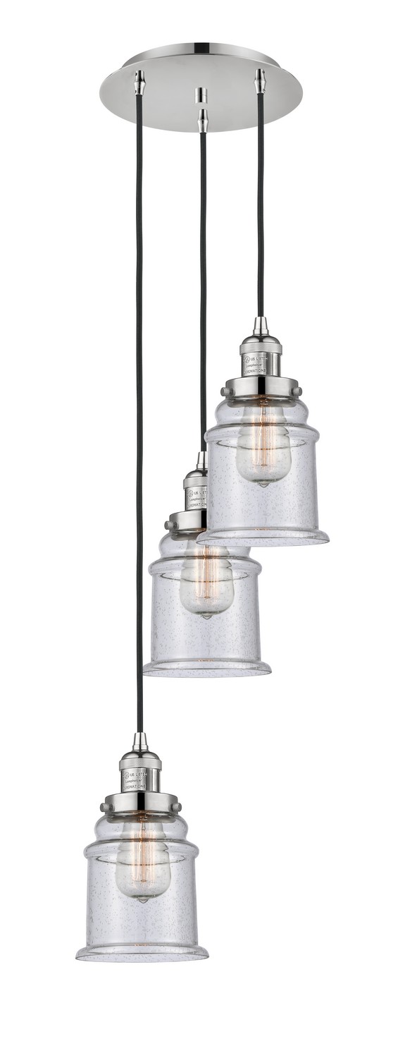 Three Light Pendant by Innovations - Franklin Restoration Collection, Polished Nickel Finish - 113F-3P-PN-G184