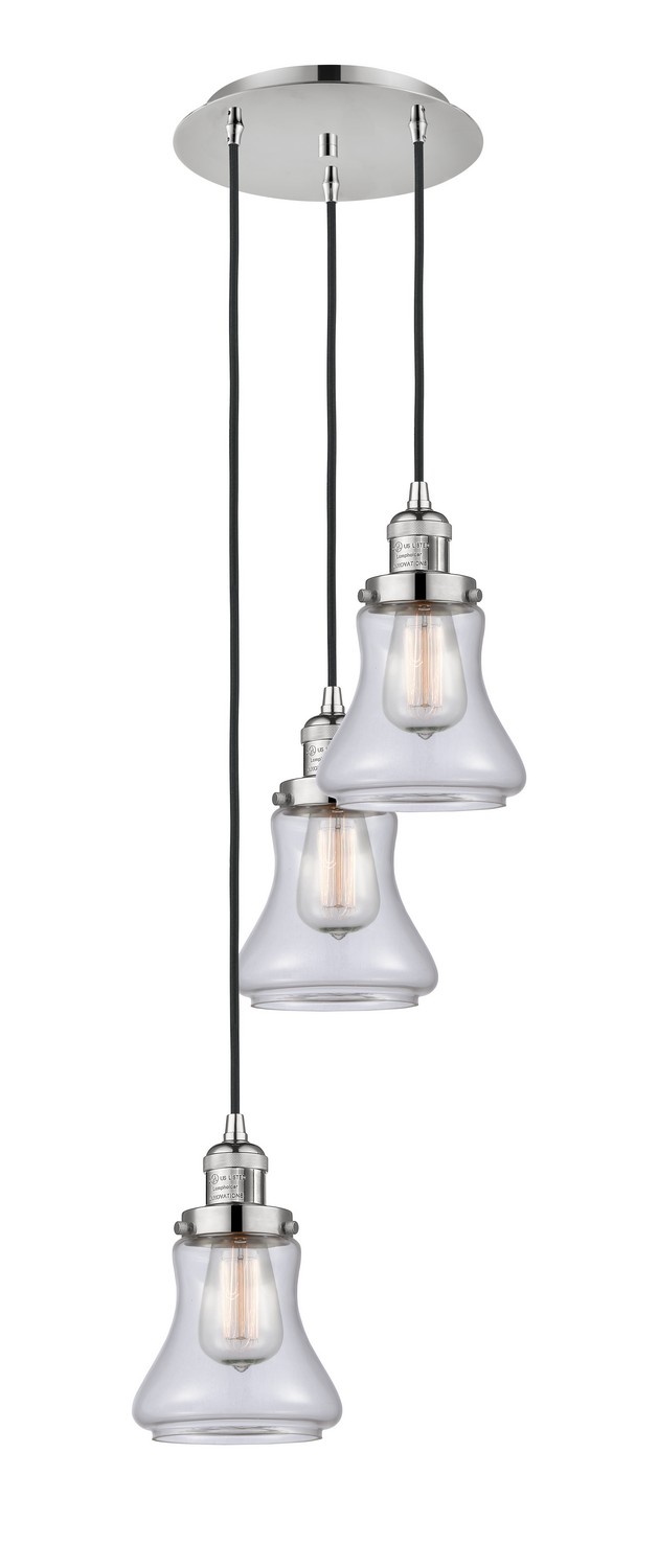 Three Light Pendant by Innovations - Franklin Restoration Collection, Polished Nickel Finish - 113F-3P-PN-G192