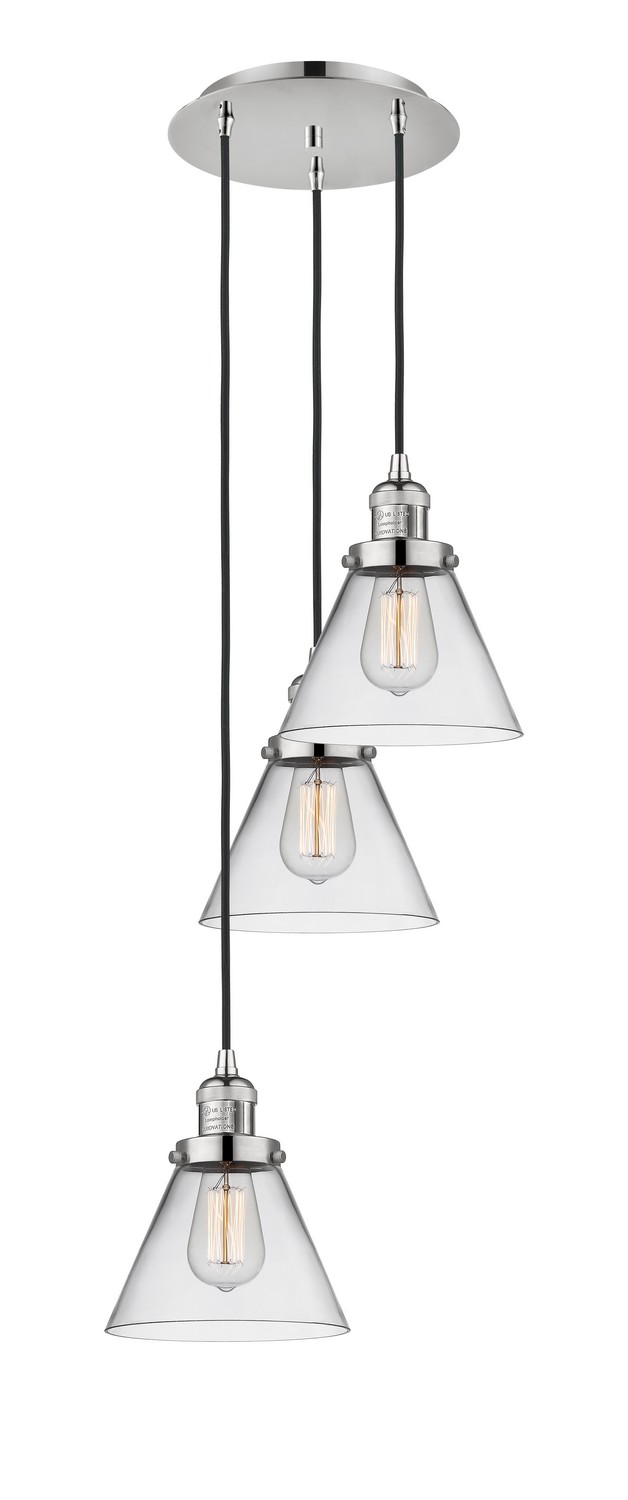 Three Light Pendant by Innovations - Franklin Restoration Collection, Polished Nickel Finish - 113F-3P-PN-G42
