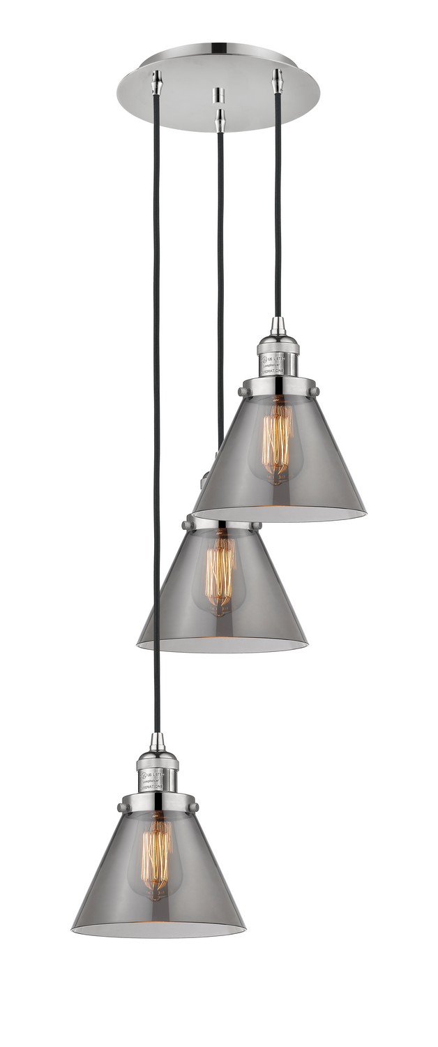 Three Light Pendant by Innovations - Franklin Restoration Collection, Polished Nickel Finish - 113F-3P-PN-G43
