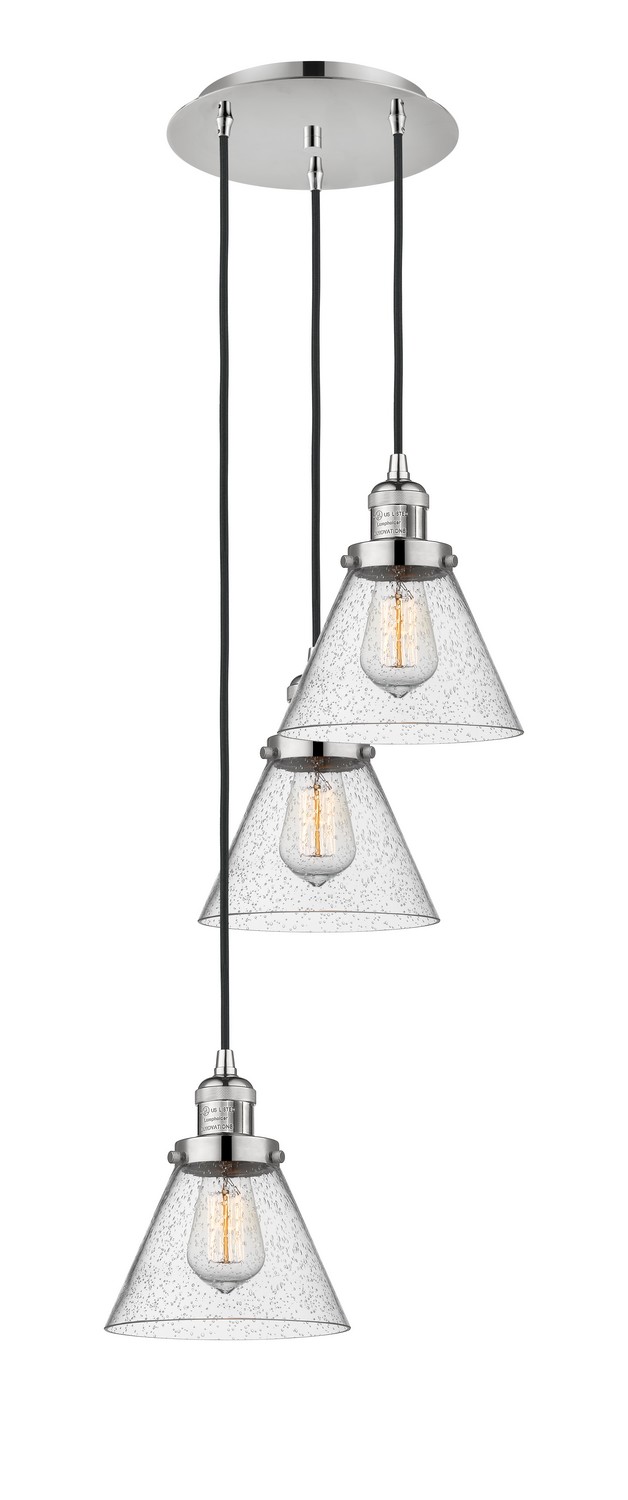 Three Light Pendant by Innovations - Franklin Restoration Collection, Polished Nickel Finish - 113F-3P-PN-G44