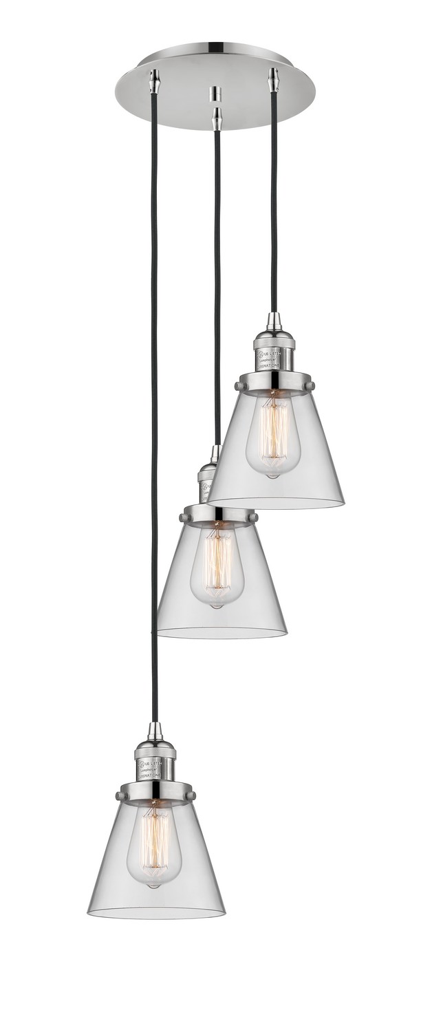 Three Light Pendant by Innovations - Franklin Restoration Collection, Polished Nickel Finish - 113F-3P-PN-G62