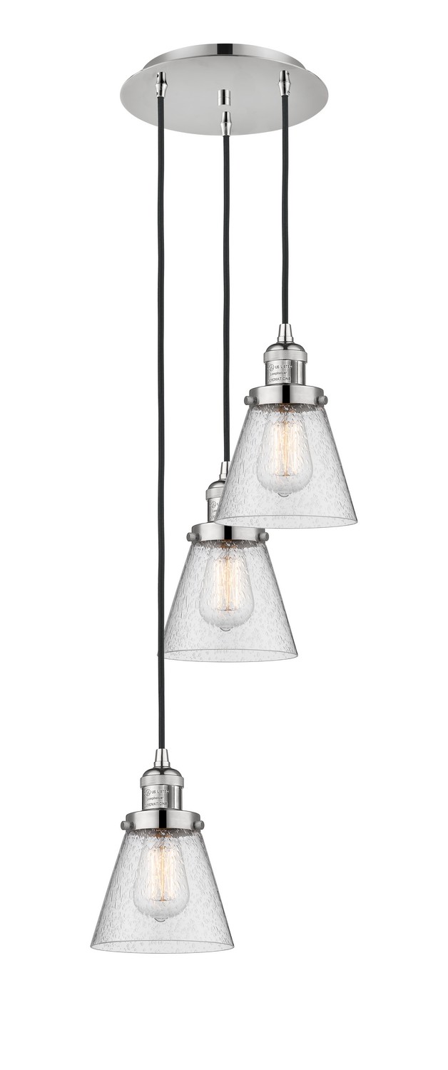 Three Light Pendant by Innovations - Franklin Restoration Collection, Polished Nickel Finish - 113F-3P-PN-G64
