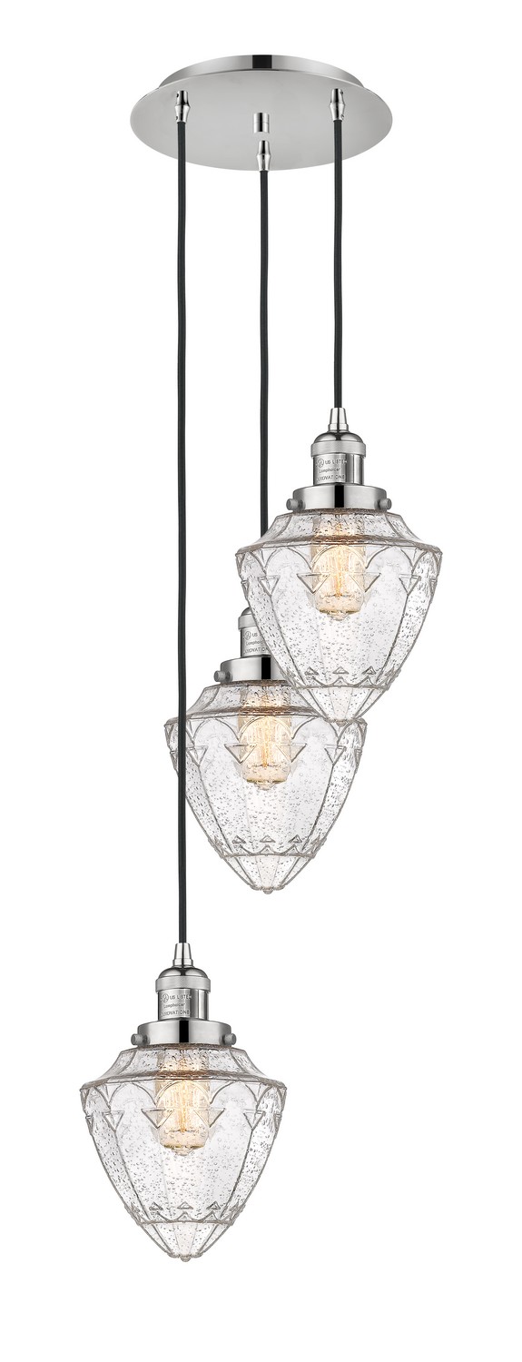 Three Light Pendant by Innovations - Franklin Restoration Collection, Polished Nickel Finish - 113F-3P-PN-G664-7