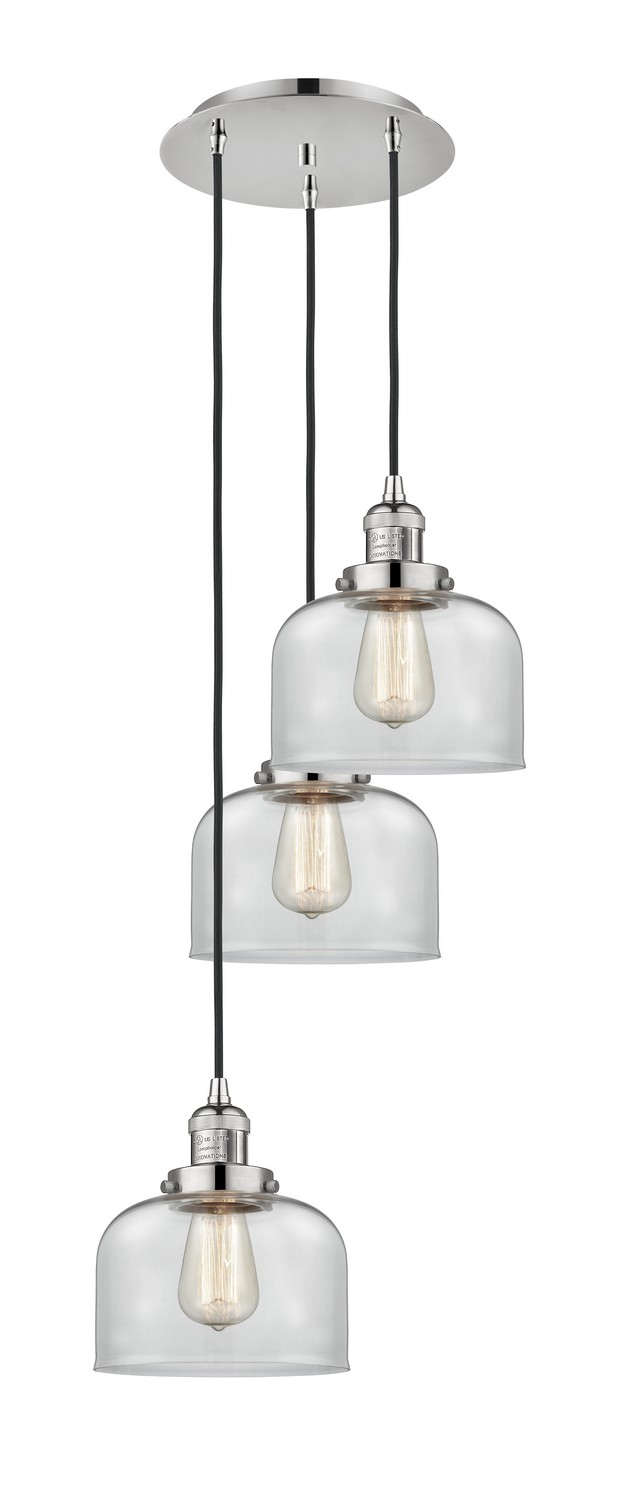 Three Light Pendant by Innovations - Franklin Restoration Collection, Polished Nickel Finish - 113F-3P-PN-G72