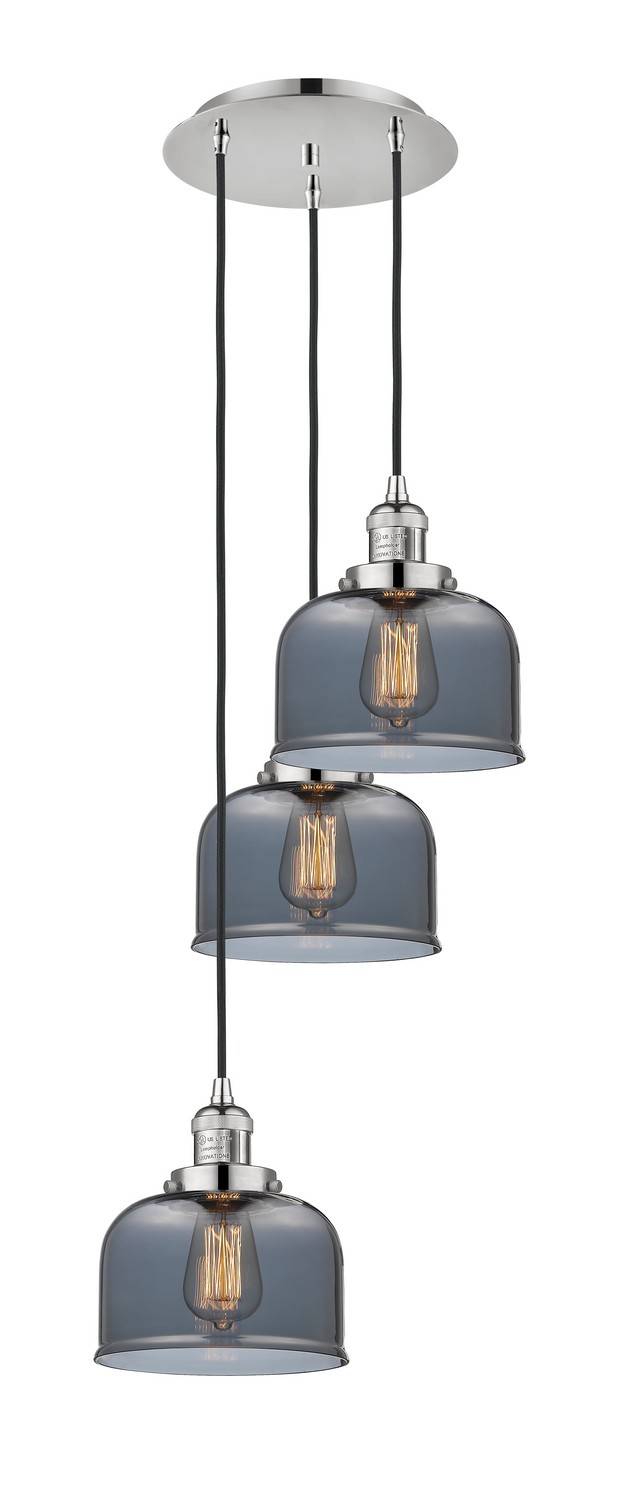 Three Light Pendant by Innovations - Franklin Restoration Collection, Polished Nickel Finish - 113F-3P-PN-G73
