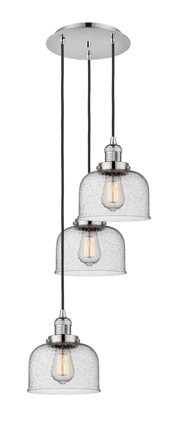 Three Light Pendant by Innovations - Franklin Restoration Collection, Polished Nickel Finish - 113F-3P-PN-G74