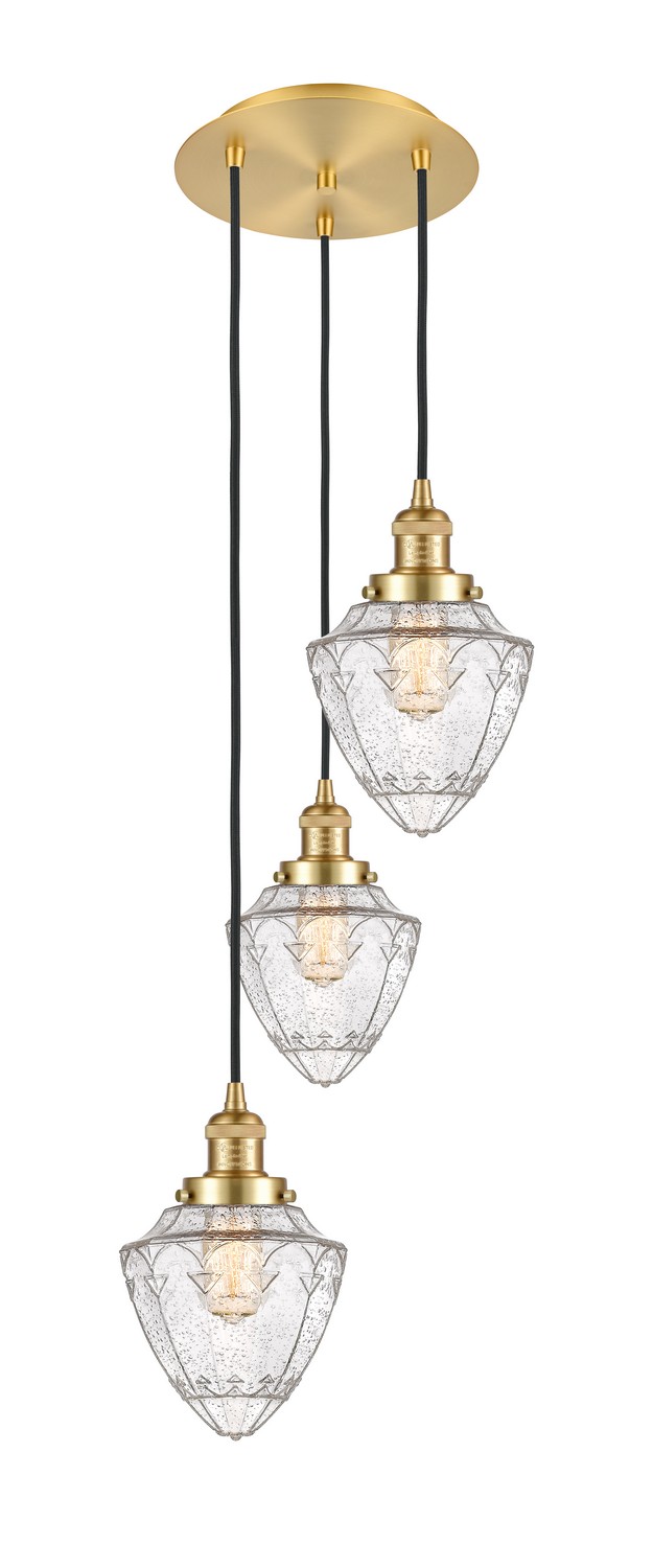 Three Light Pendant by Innovations - Franklin Restoration Collection, Satin Gold Finish - 113F-3P-SG-G664-7