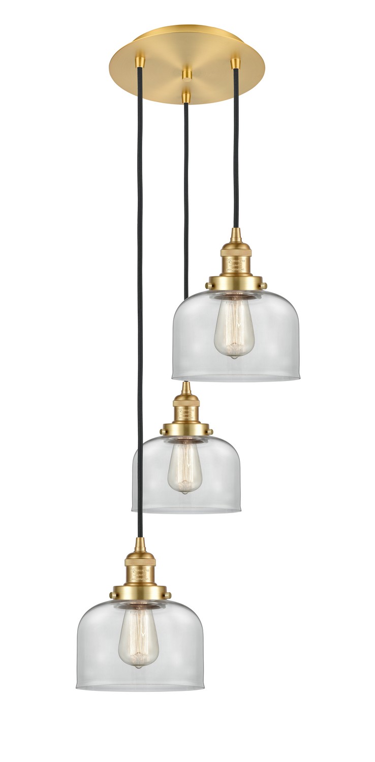 Three Light Pendant by Innovations - Franklin Restoration Collection, Satin Gold Finish - 113F-3P-SG-G72